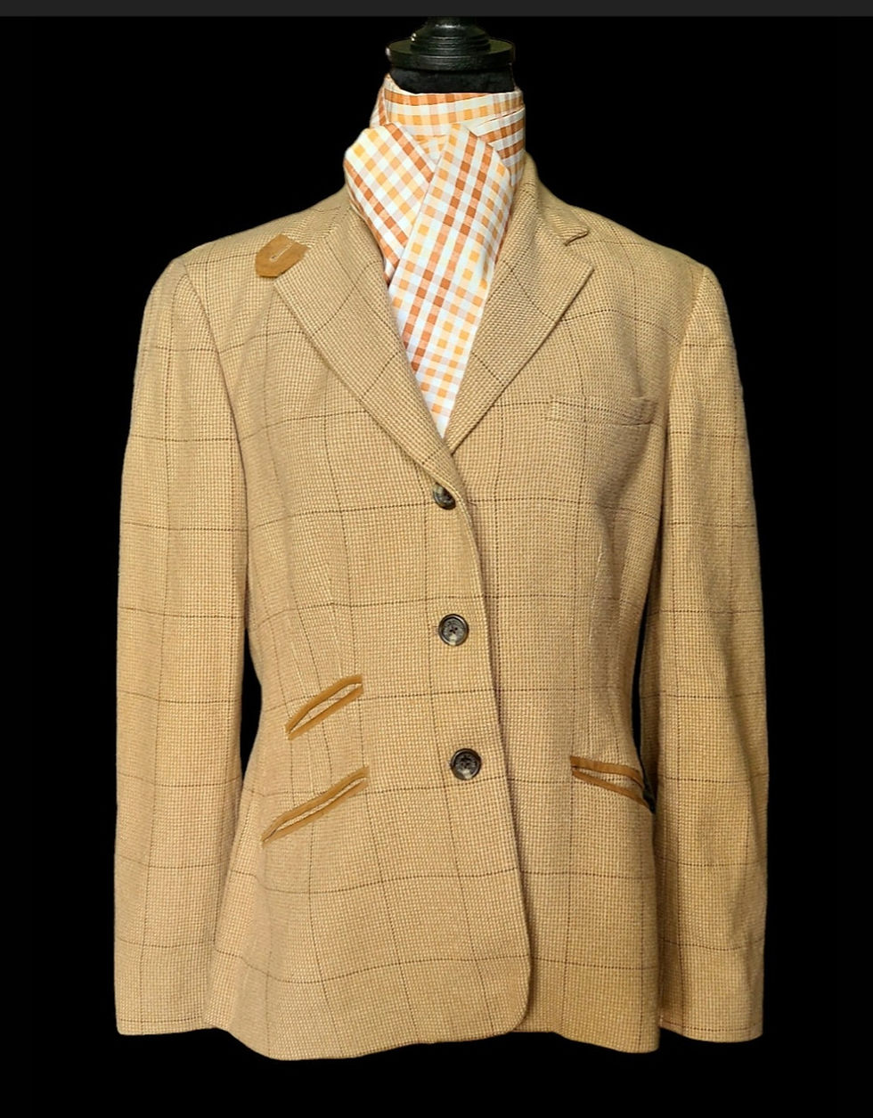 LAUREN by RALPH LAUREN Camel Brown Tweed Hunting Jacket, Size 12 womans