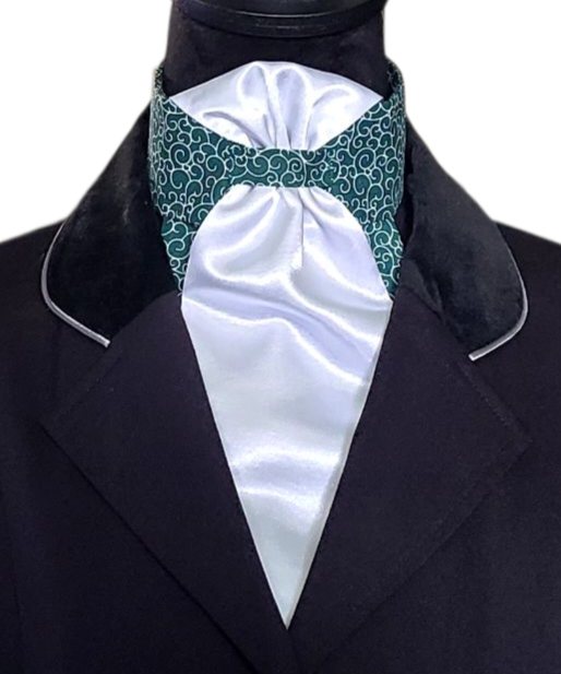 Thumbnail: PRE-TIED Dressage Stock Tie, Emerald Green Swirl