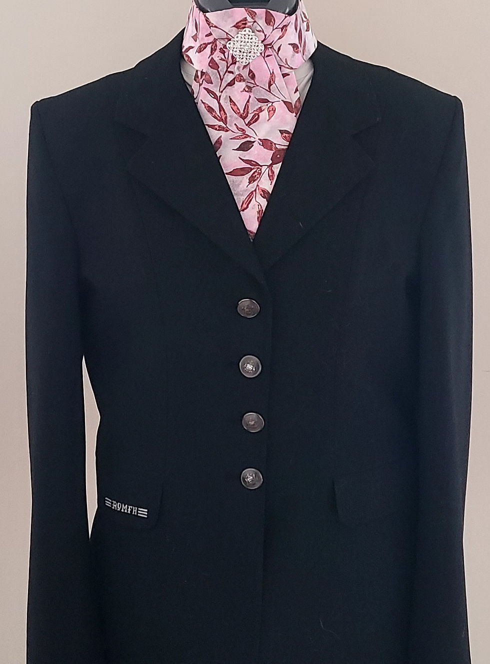Thumbnail: PRE-TIED Dressage Stock Tie, Wine Branches & Leaves