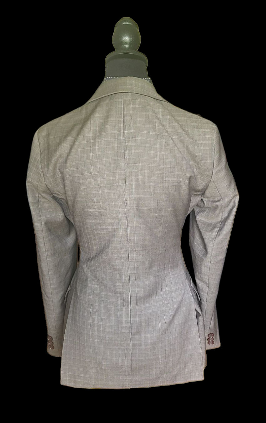 Thumbnail: RJ CLASSICS PLATINUM Grey/Brown Windowpane Plaid Hunt Coat, Size 2R womans
