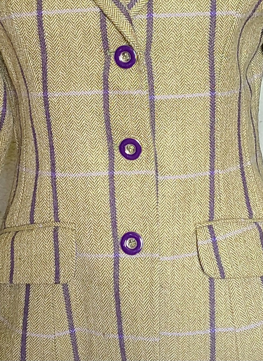 Thumbnail: RYDALE LUCINDA Olive Green/Plum/Lavender Tweed Hunting Jacket, womans size 8