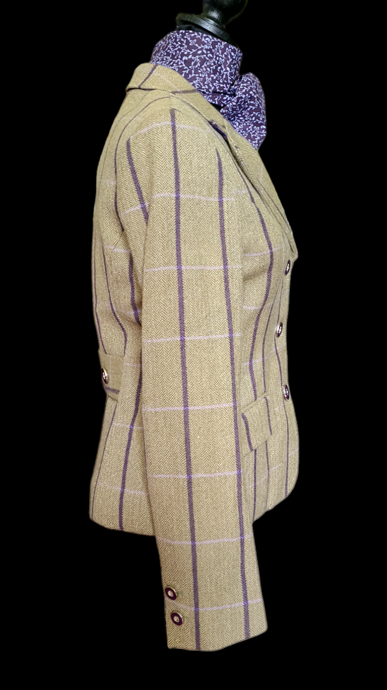 Thumbnail: RYDALE LUCINDA Olive Green/Plum/Lavender Tweed Hunting Jacket, womans size 8