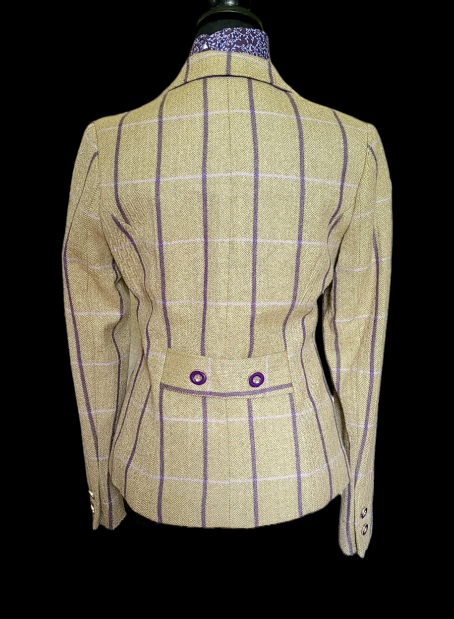 Thumbnail: RYDALE LUCINDA Olive Green/Plum/Lavender Tweed Hunting Jacket, womans size 8