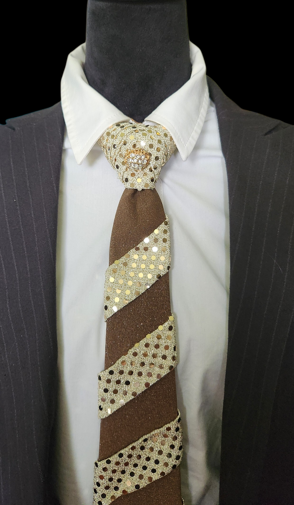 Thumbnail: PRE-TIED Royal Wrap Necktie, Brown & Gold