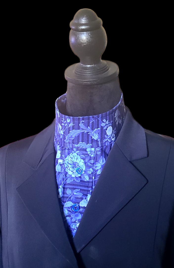 Thumbnail: HUNT SEAT DICKIE (Bib) Blue Porcelain Rose w/options for piping