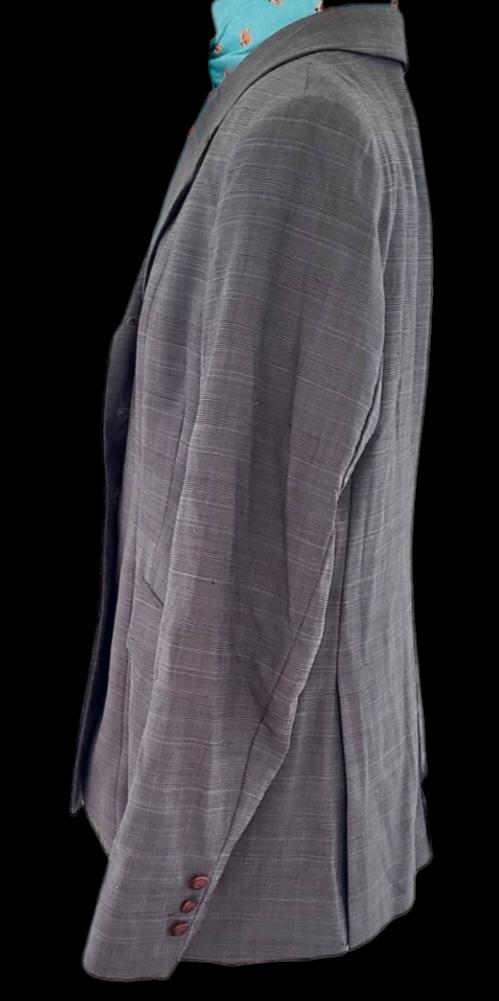 Thumbnail: ARIAT PRO SERIES Grey/Blue Windowpane Plaid Jacket, Size 18L womans