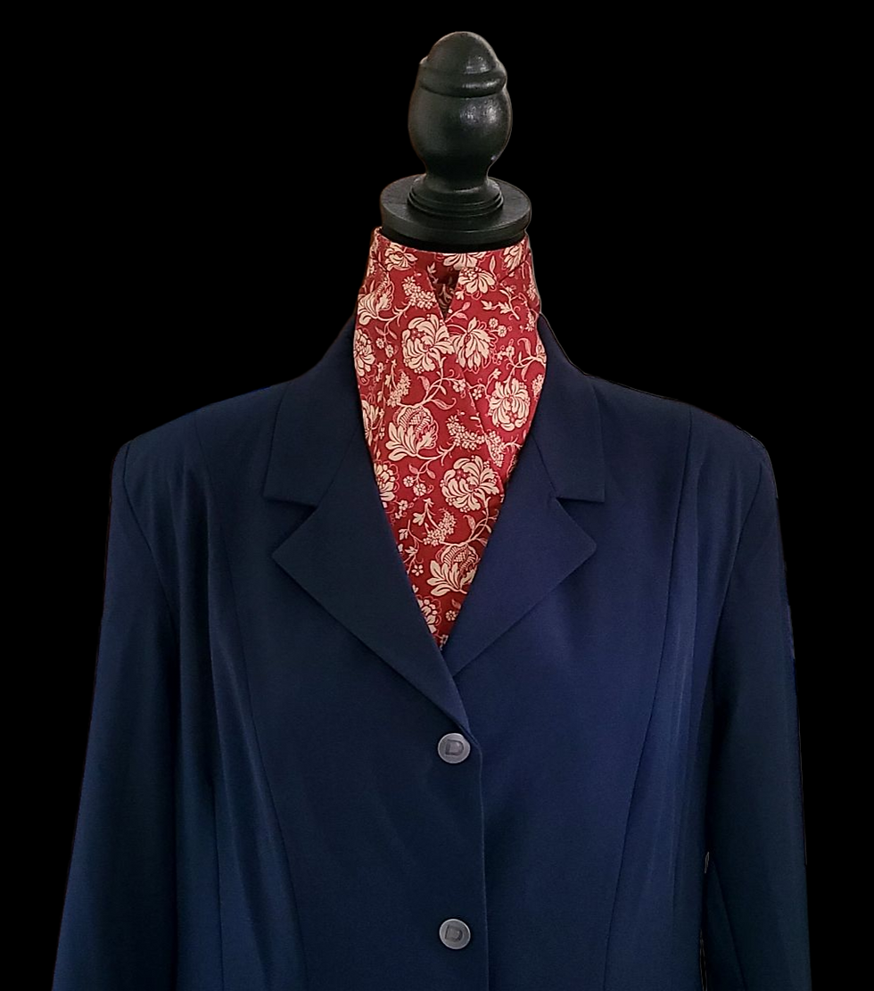 Thumbnail: TRADITIONAL Shaped Stock Tie, Brick Red with Cream Flowers