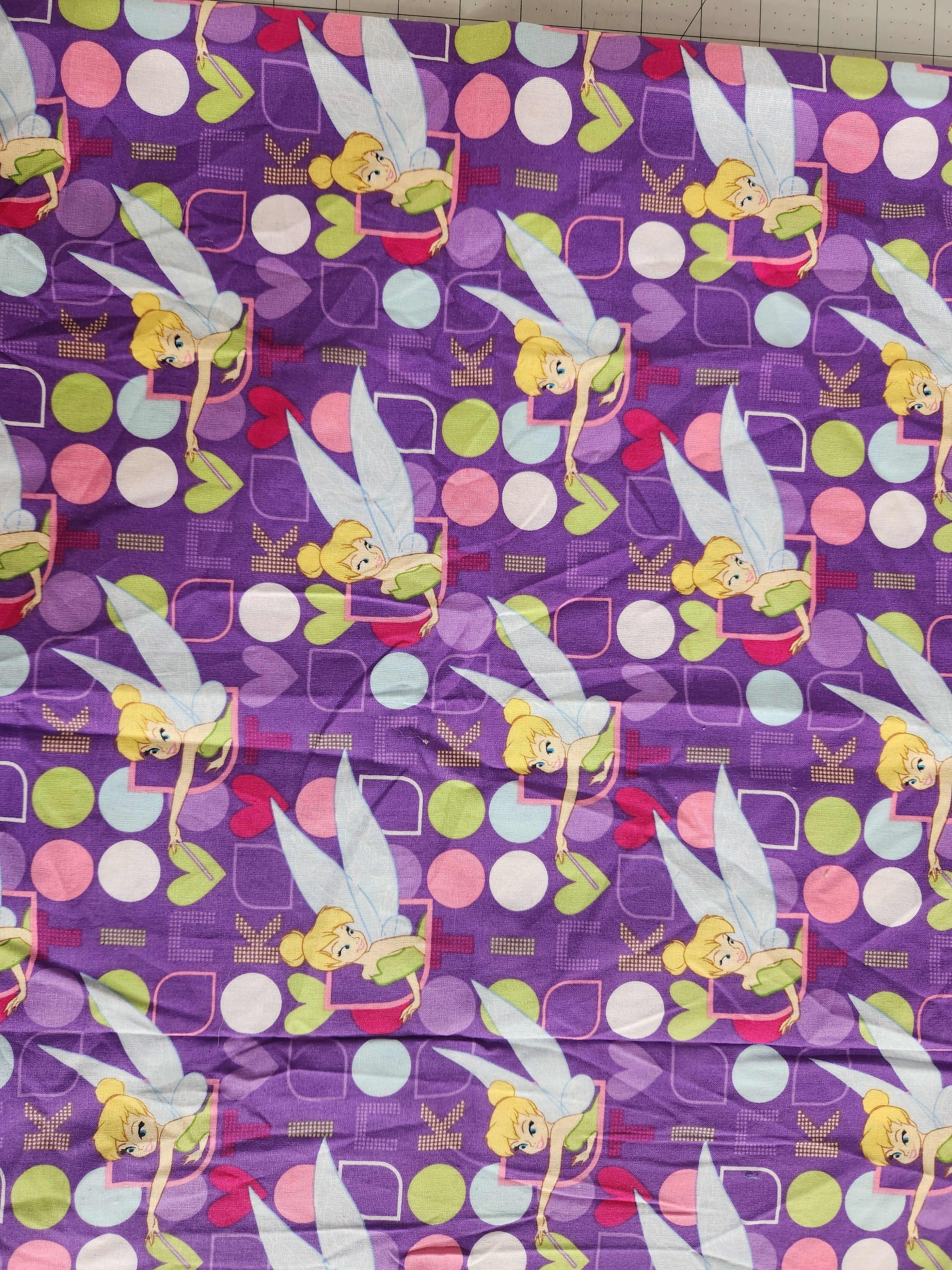 TINK IN LIGHTS & Dots, Disney, Springs Creative Cotton Fabric. 25" Long, 2013