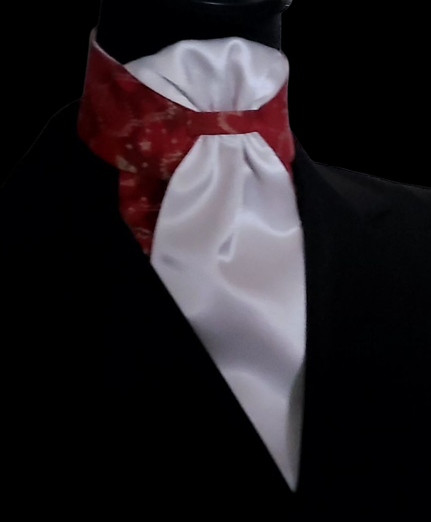 Thumbnail: PRE-TIED Dressage Stock Tie, Brick Red Butterflies