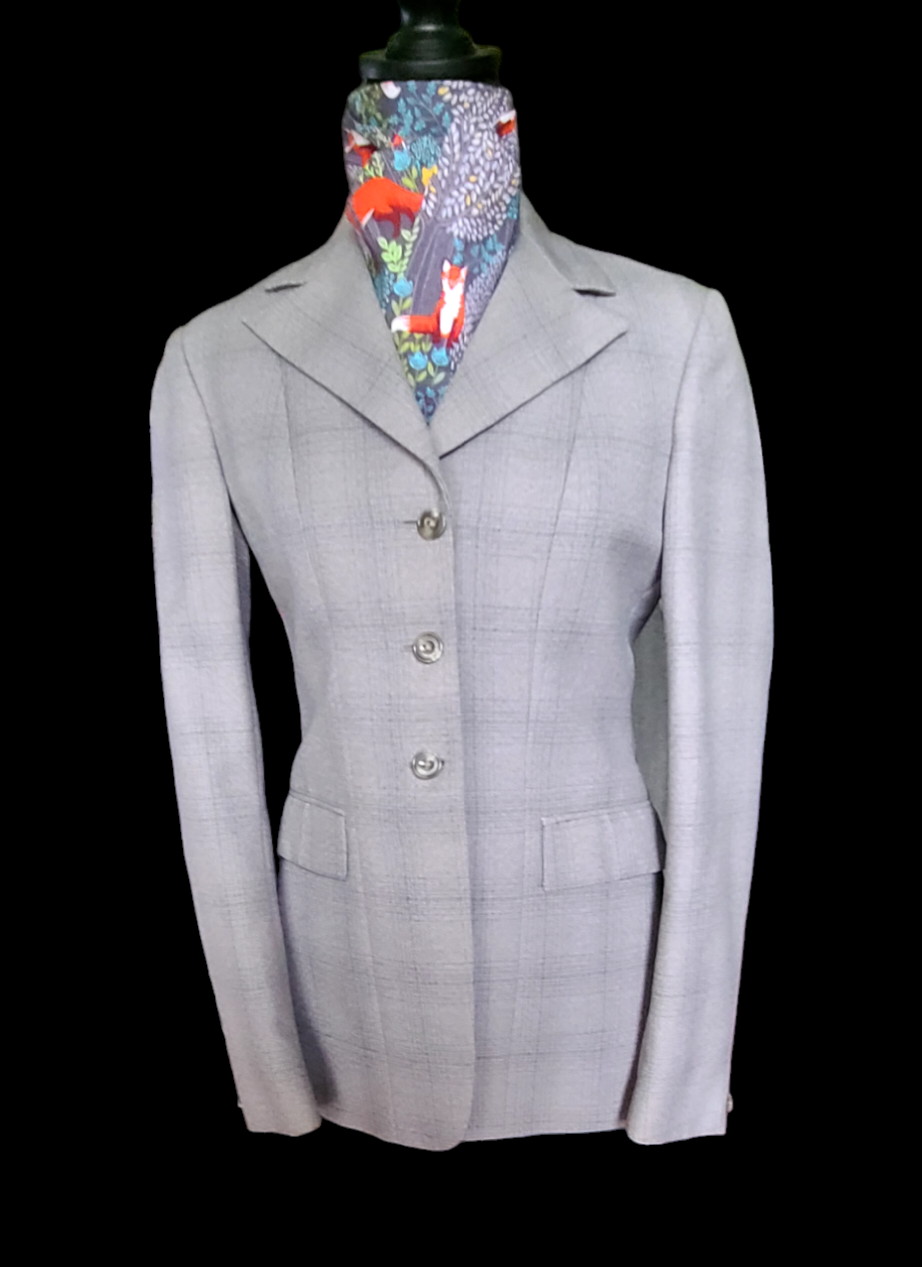 Thumbnail: PYTCHLEY Grey/Blue Tweed Hunting Jacket, Approximate Size 34, womans/4R