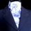 Thumbnail: PRE-TIED Dressage Stock Tie, Blue swirl on white