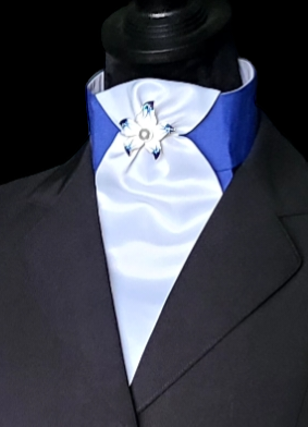 Thumbnail: PRE-TIED Dressage Stock Tie, Royal Blue Flower
