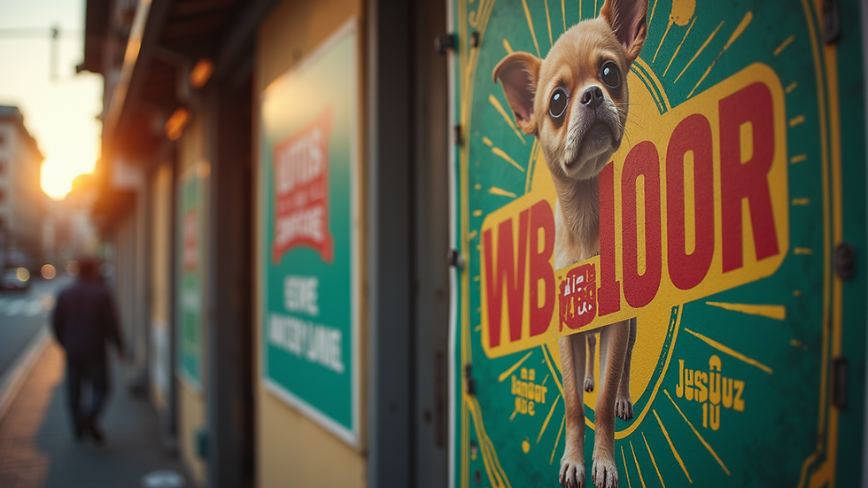 Eye-level view of a vibrant campaign poster for Junior Weiller