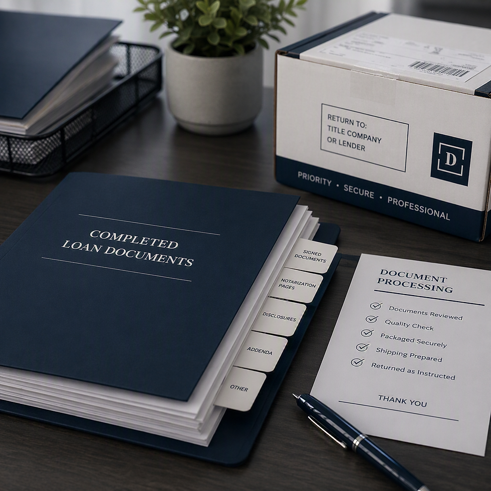 Completed loan documents and data services processing services.