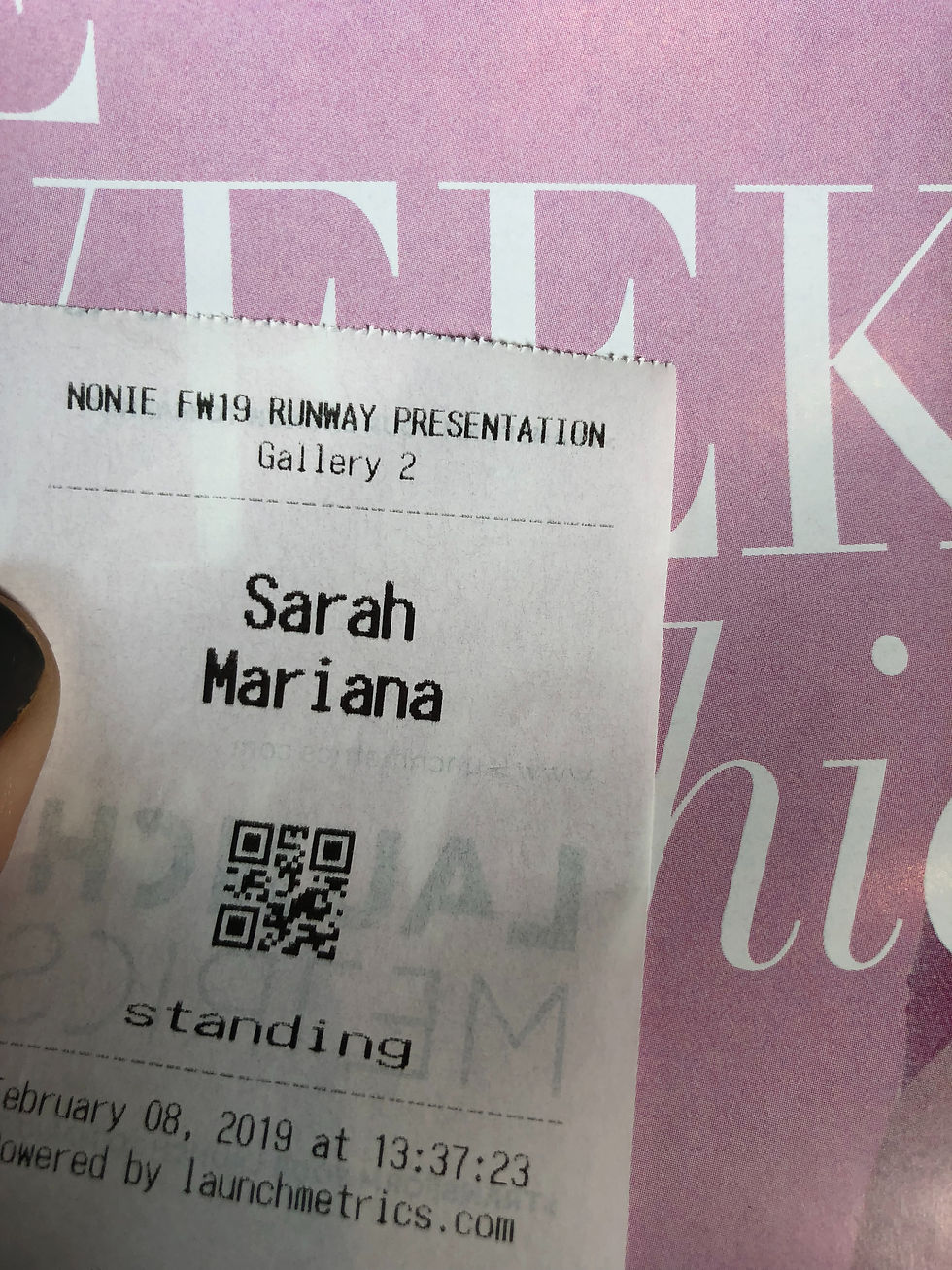 NONIE FALL WINTER 2019 RUNWAY PRESENTATION TICKET