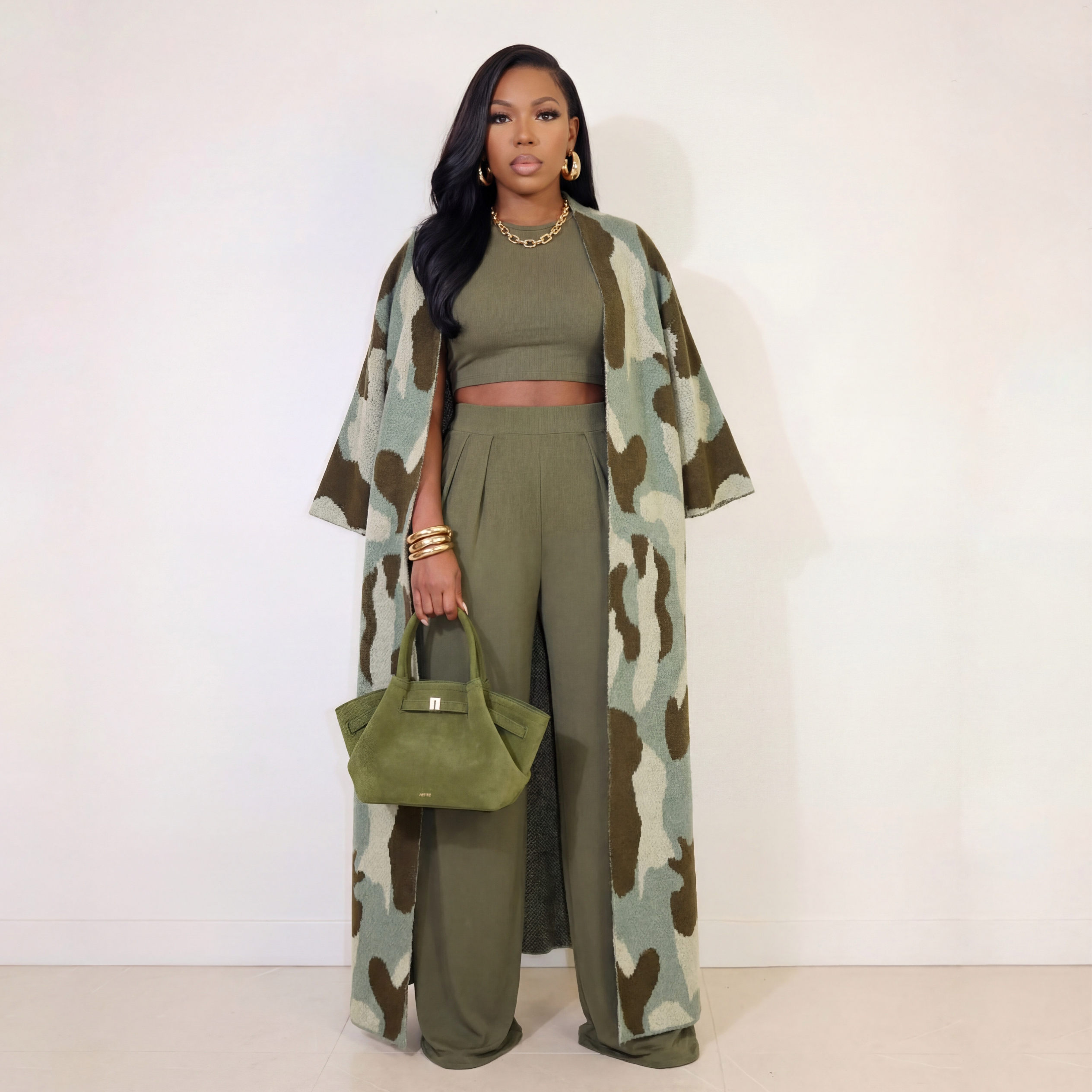 Azzra Camo Maxi Cardigan