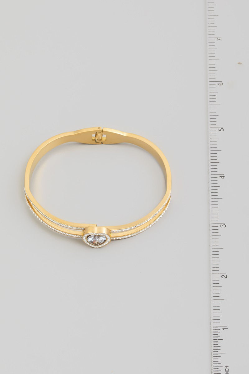 Thumbnail: Tabi Heart Rhinestone Hinged Bracelet