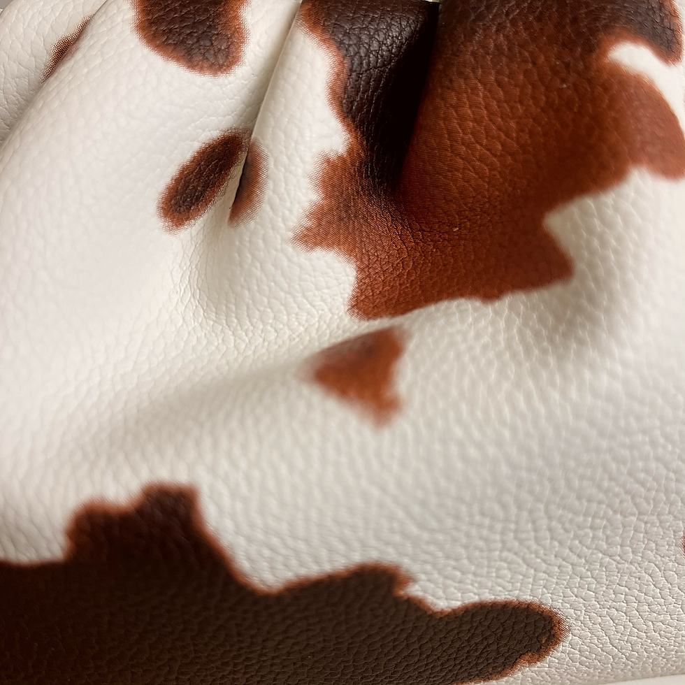 Thumbnail: Gathered  Cow Print Faux Leather Bag