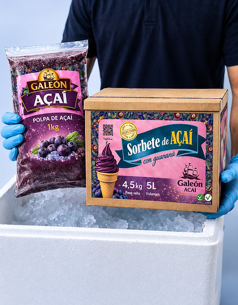 Entrega de açaí congelado en Barcelona – sorbete 4,5 kg y pulpa 1 kg listos para tu negocio