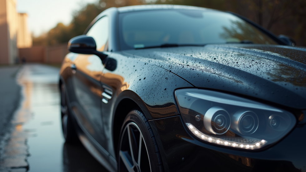 Close-up view of a car’s glossy paint surface after correction