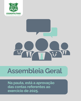 Assembleia Geral vai votar aprovação das contas do Cosmopolitano