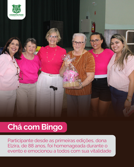 Homenagem no Chá com Bingo Rosa