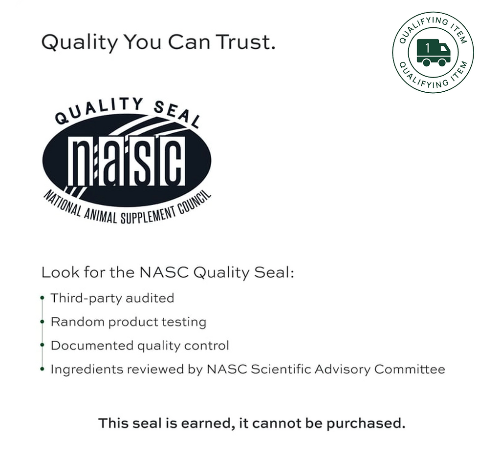 nasc national animal supplement council quality seal for dog vitamin