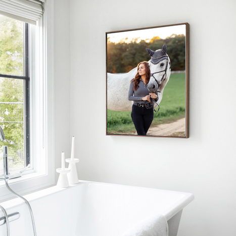 Home Art Framed Canvas of Adult Amateur Equestrian with her horse from professional equine photographer Forest Road Photography in Wisconsin