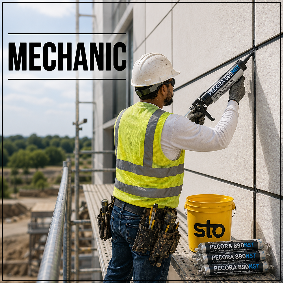 Man Caulking EIFS Joints with Pecora890NST