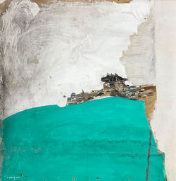 014, 이부강, 꿈꾸는 섬-화성, 76 x 73 cm, mixed media, 2021, 450만원