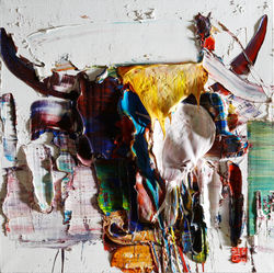 wild aura 2016 bull 009, 60x60cm, Oil on canvas, 2017