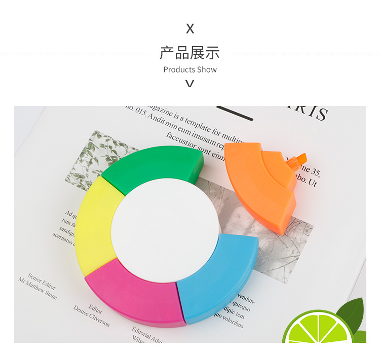 5色圓型螢光筆新型螢光筆（便宜）重點塗鴉記號筆 5