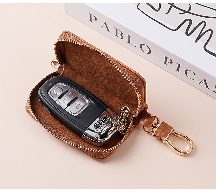 Thumbnail: 全新跨國潮流時尚女士拉鍊式汽車鑰匙包百搭女式家用簡約鎖匙收納