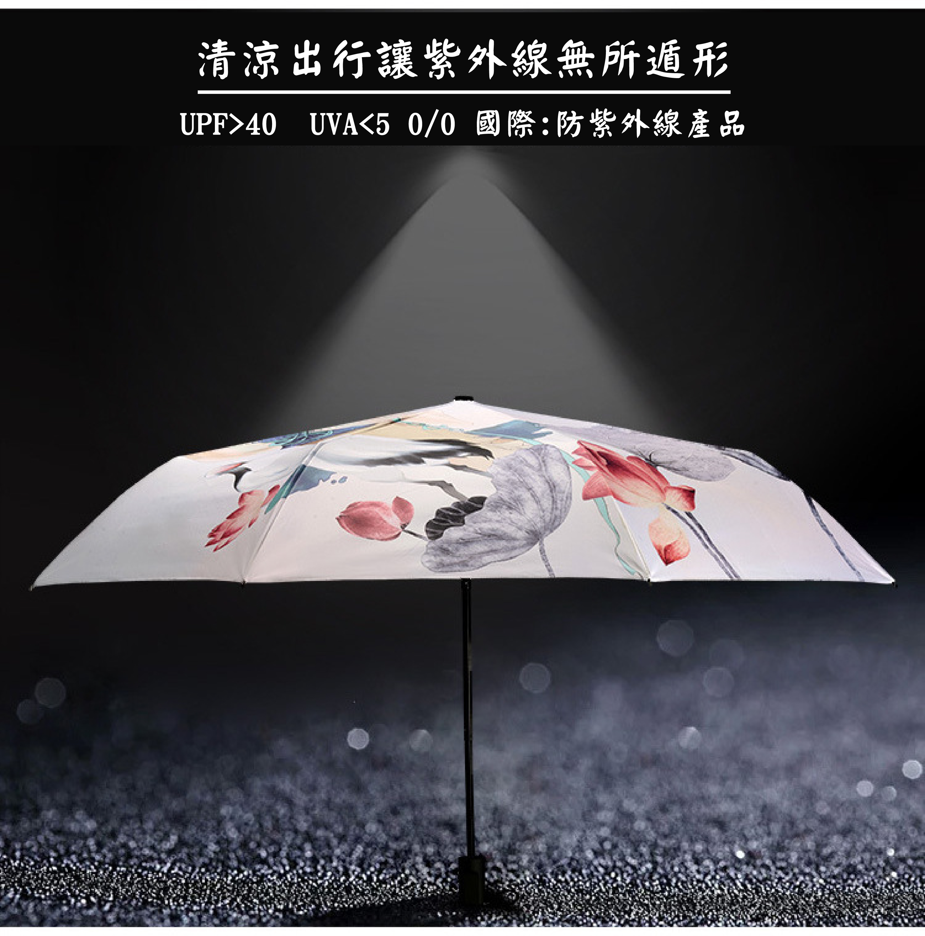 全彩滿版數位彩印黑膠抗UV手開三折傘 5
