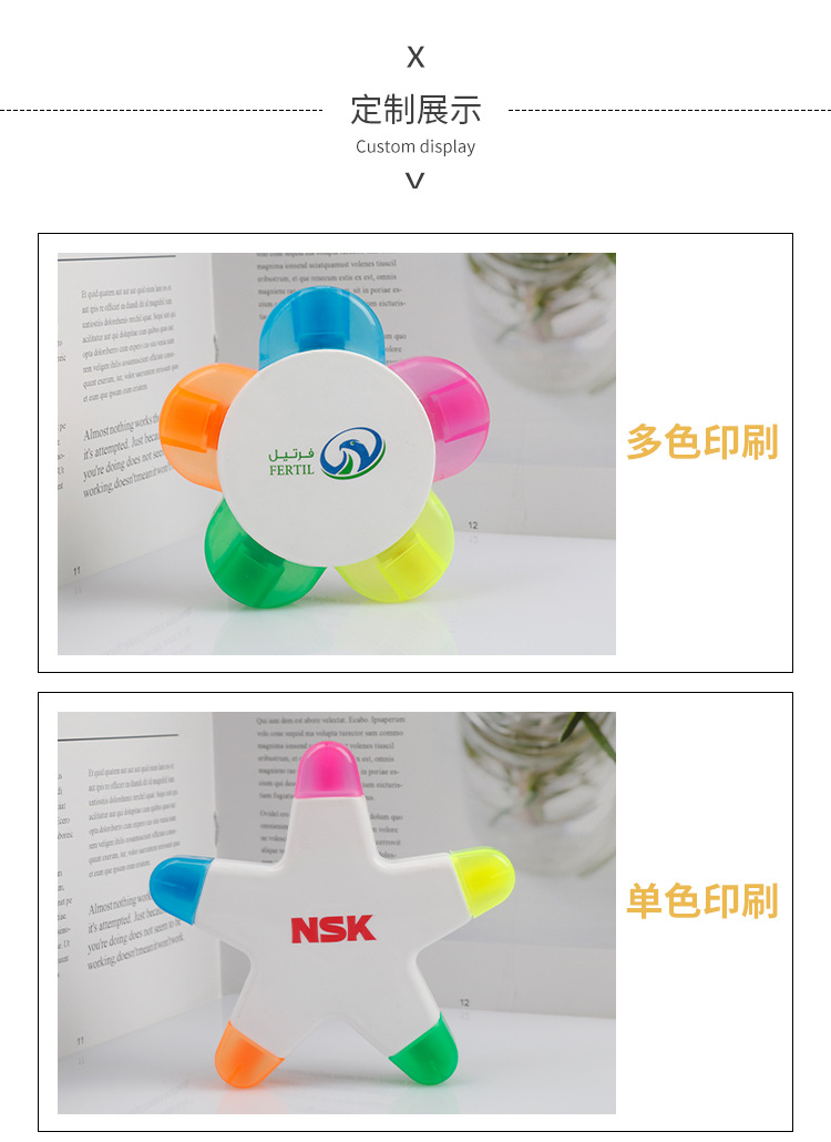 5色圓型螢光筆新型螢光筆（便宜）重點塗鴉記號筆 4