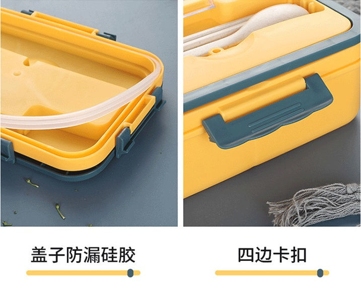 Thumbnail: 小麥秸稈飯盒創意學生帶勺筷三格便當盒分隔飯盒微波爐加熱午餐盒(含轉印)