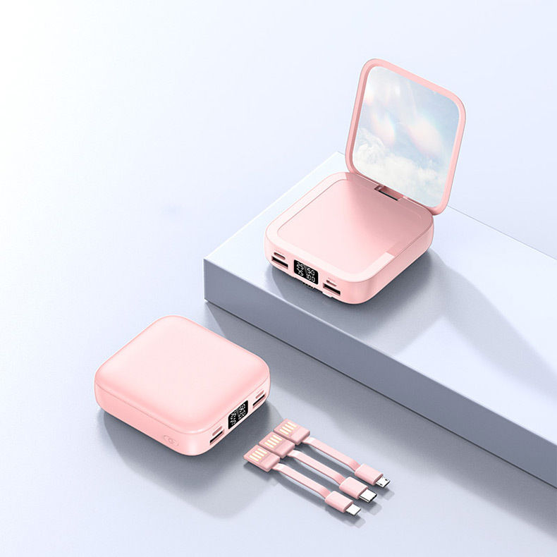 Thumbnail: 新款自帶線迷你充電寶批發禮品20000毫安帶鏡子移動電源(含轉印)