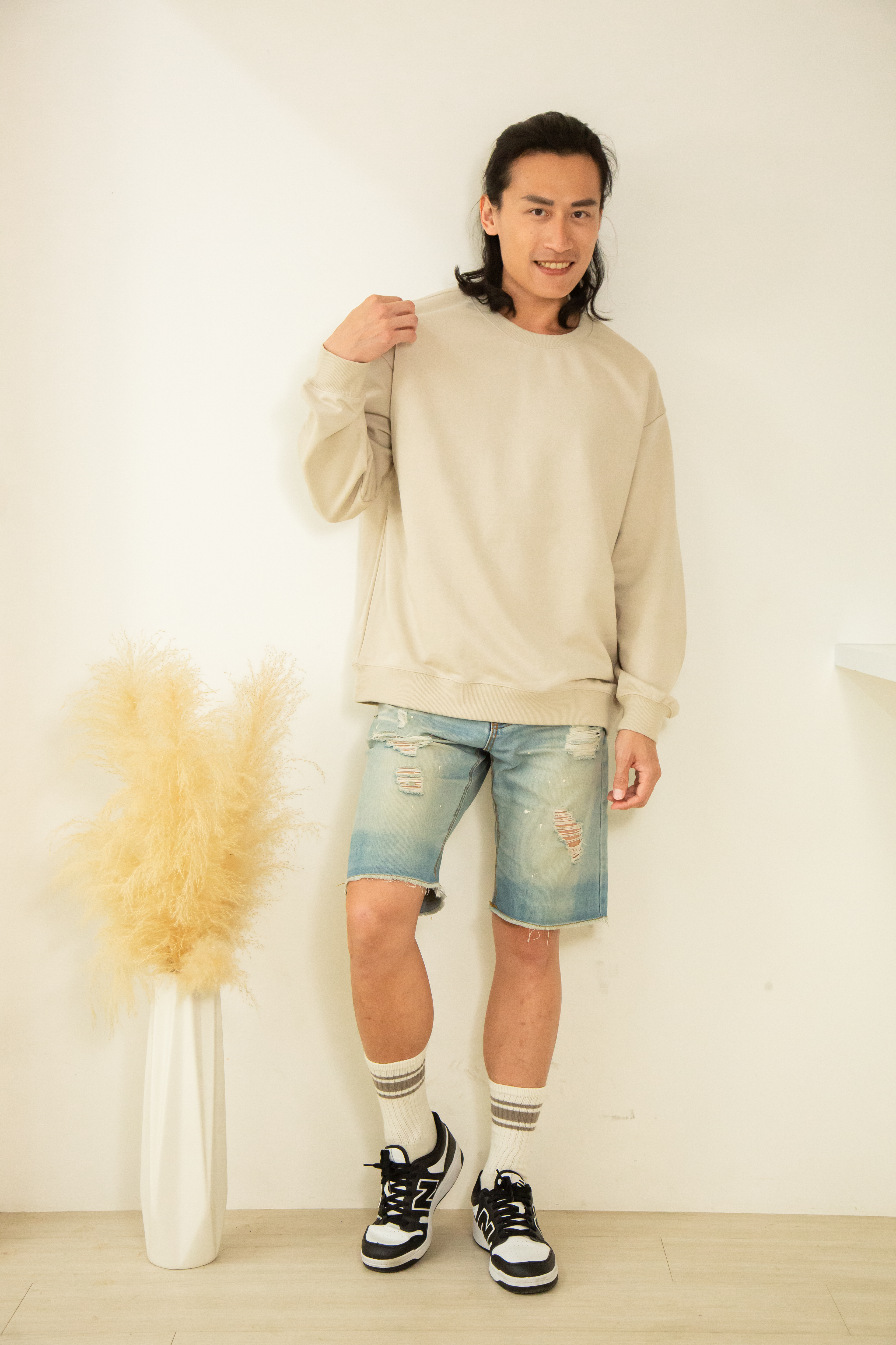 頂級重磅寬版落肩無刷毛大學T恤 15