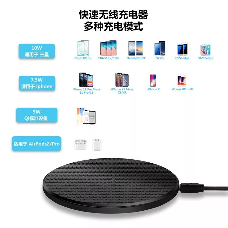 Thumbnail: K8無線充電器圓形桌面10W快充 適用有無線充功能手機充電(含轉印)