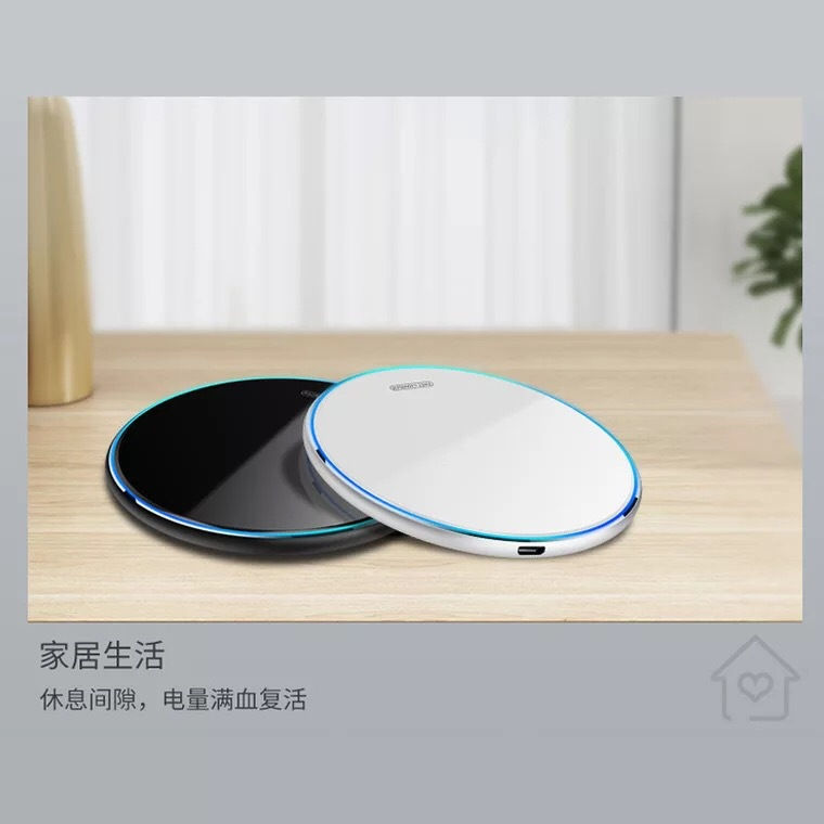 Thumbnail: 新款鏡面10W智能QI無線充電器 薄款圓形金屬無線充適用蘋果安卓(含轉印)