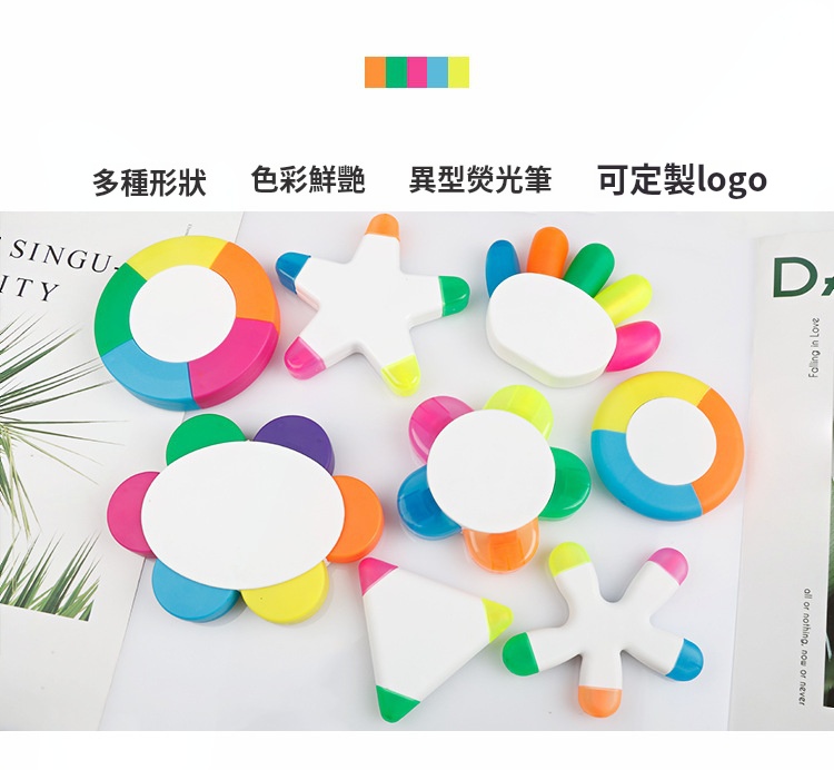 3色螢光筆圓形螢光筆全新3色螢光筆彩虹筆彩筆隨手筆 2