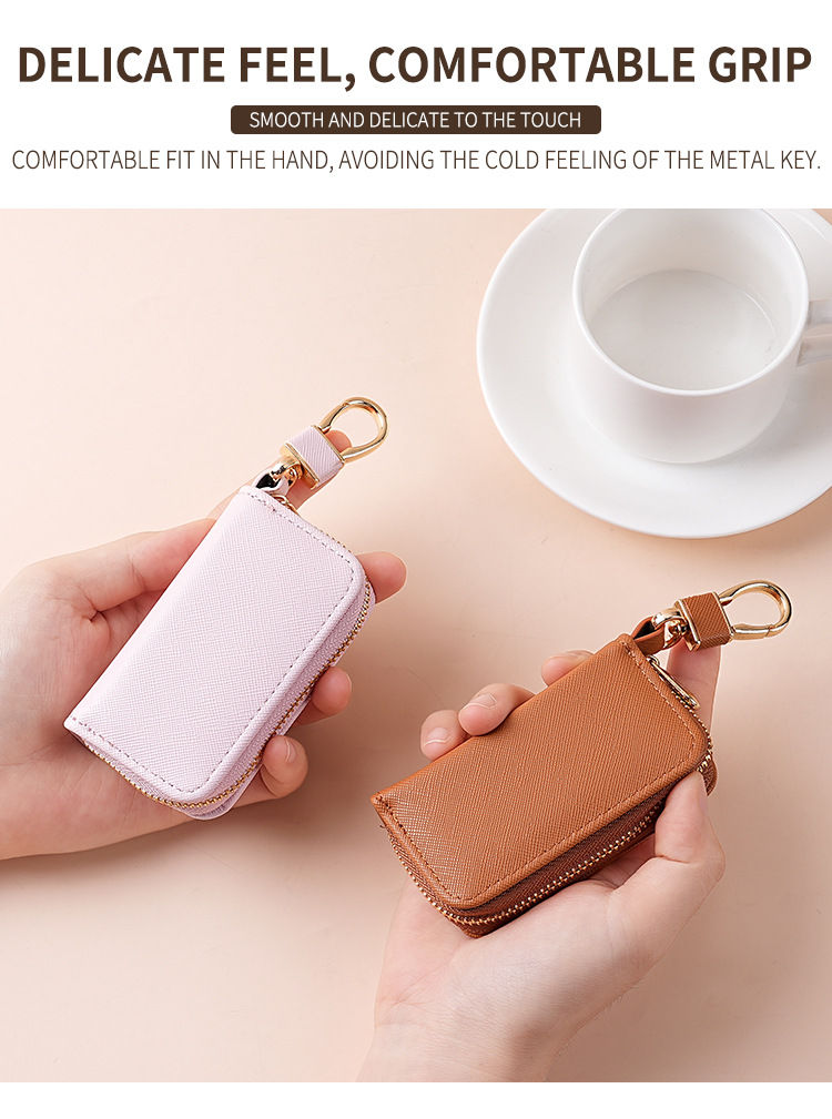 Thumbnail: 全新跨國潮流時尚女士拉鍊式汽車鑰匙包百搭女式家用簡約鎖匙收納