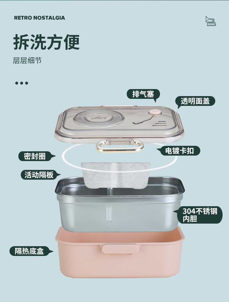 304不銹鋼飯盒便當盒日式學生上班族帶飯午餐盒分格(含轉印) 12