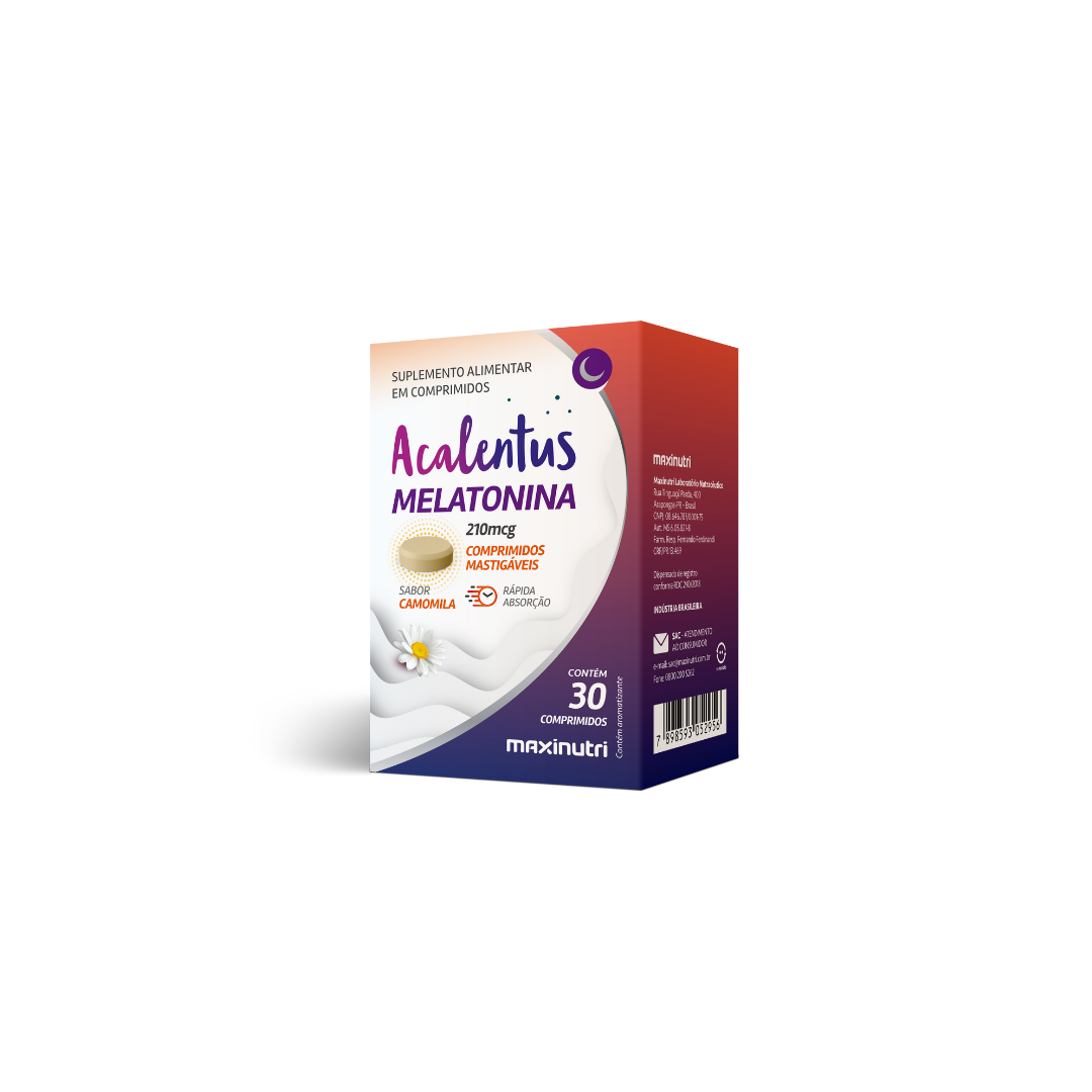 MELATONINA + CAMOMILA MASTIGÁVEL C/30 COMP (ACALENTUS) MAXINUTRI