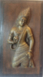 Brass & Wooden God/Goddess Engraved Figurine Wall Hanging Panel