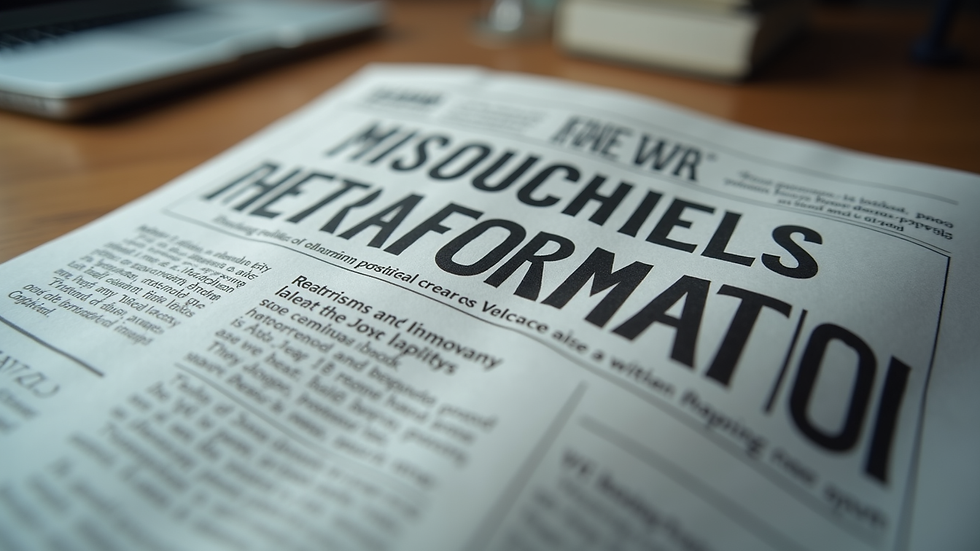 Eye-level view of a newspaper with a headline about political misinformation