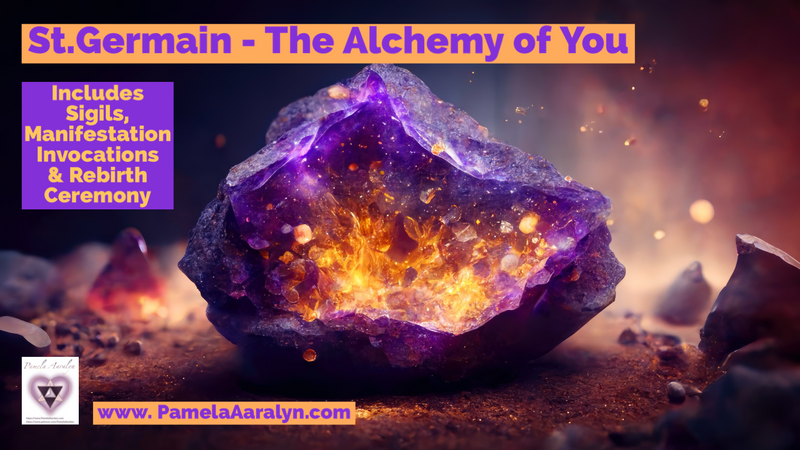 St. Germain event with Violet Flame, sigils, invocations, and rebirth ceremony.