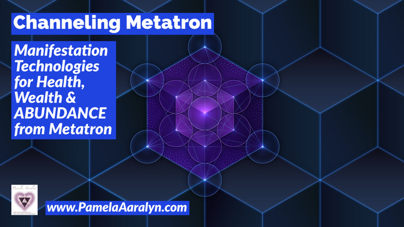 Sacred geometry with text ‘Channeling Metatron – Manifestation Technologies for Abundance’.