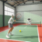 one player with a tennis racket against a tennis ball serving machine in a 3meter wide court.jpg