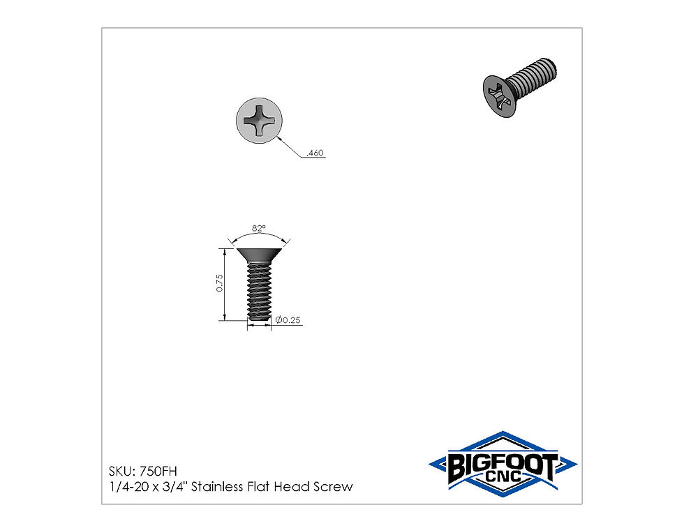 1/4-20x3/4" Stainless Flat Head Screw